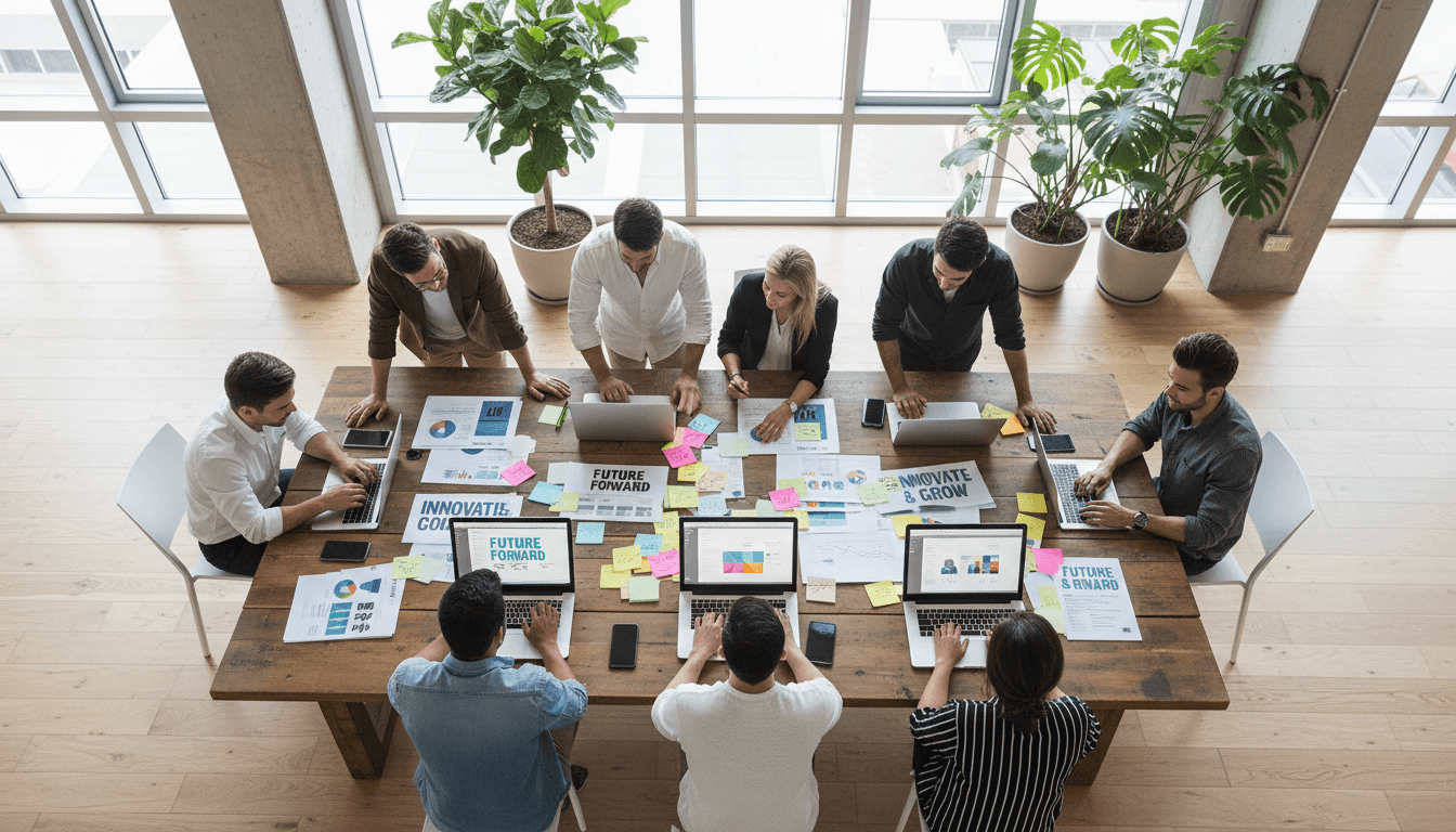 Marketing team collaborating on strategy