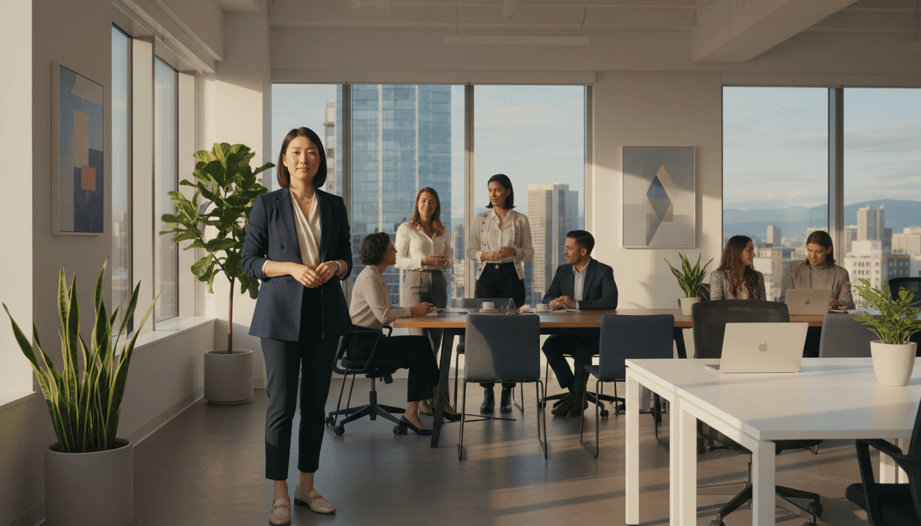 Business professional in strategy meeting at modern office desk